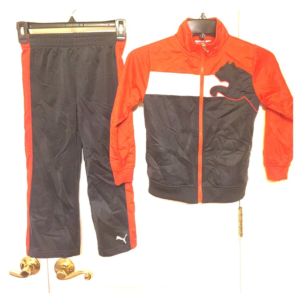 COPY - Puma tricot boy's jacket & Pant set 6 grey/orang